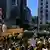 Boneco inflável com a figura do presidente Jair Bolsonaro em ato na Avenida Paulista