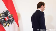 Austrian Chancellor Sebastian Kurz leaves after delivering a statement after the swearing-in ceremony of the new ministers in Vienna, Austria May 22, 2019. REUTERS/Lisi Niesner