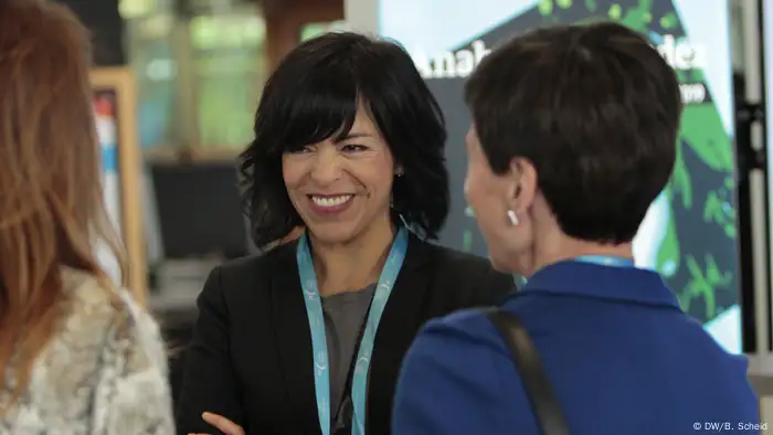 Symbolic impression from the Global Media Forum 2019: Three women in conversation