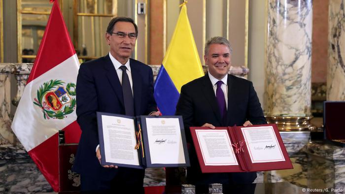 Peru Präsident Martin Vizcarra trifft Kolumbiens Präsident Ivan Duque in Lima