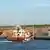 An Italian coast guard vessel arriving on Lampedusa
