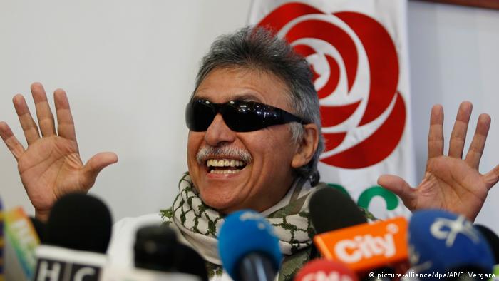 Jesús Santrich, en una rueda de prensa en mayo de 2019.