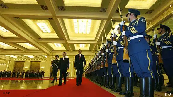 Barack Obama und Hu Jintao in der Großen Halle des Volkes in Peking