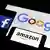 The logos of Google, Facebook and Amazon