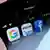 Google, Amazon and Facebook icons on an Apple iPhone