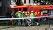 A firetruck and rescue personnel at the scene of the explosion in Linköping A firetruck and rescue personnel at the scene of the explosion in Linköping