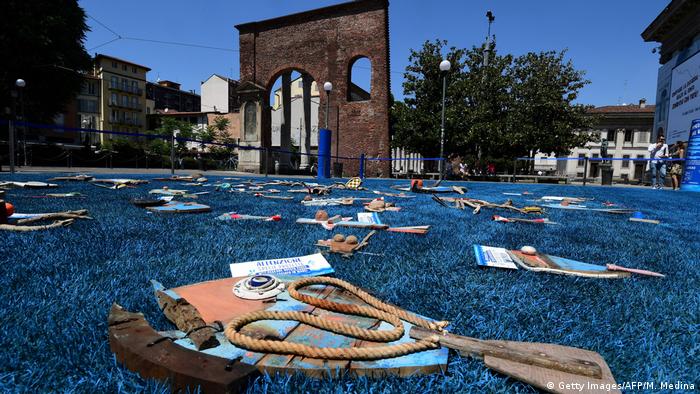 An installation by artists Gepetta and Salvabarche to raise awareness for sustainable fishing in Milan, Italy