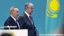 FILE In this file photo taken on Tuesday, April 23, 2019, Kazakhstan's interim President Kassym-Jomart Tokayev, left, and former Kazakh President Nursultan Nazarbayev, walk together during the Nur Otan party congress in Nur-Sultan, the capital city of Kazakhstan. For the first time in nearly three decades of independence, Kazakhstan is holding a presidential election without Nursultan Nazarbayev on the ballot, but the longtime leader of the oil-rich Central Asian country casts a long shadow on the vote. (AP Photo, File) |
