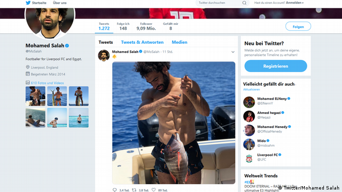 Screenshot Twitter vom Fussballspieler Mohamed Salah