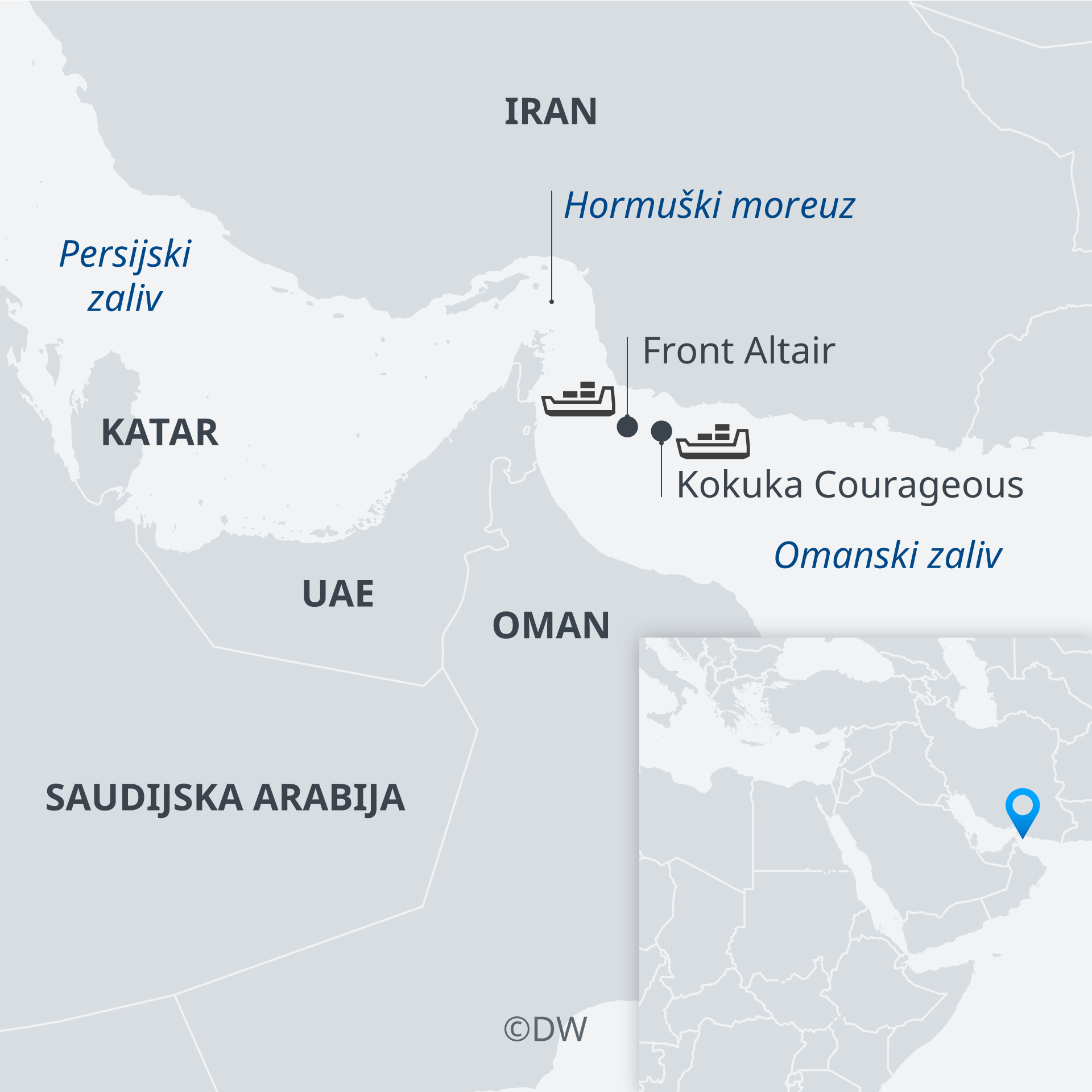 Karte Tanker angeschossen Golf von Oman SR
