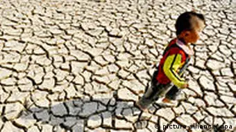 Dürre in China Flussbett getrocknet