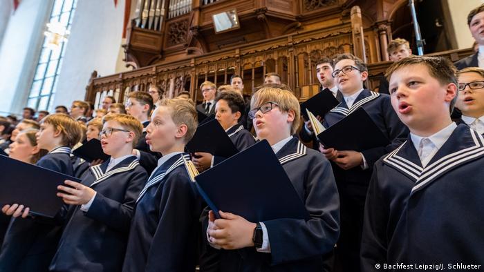St. Thomas Boys Choir perfoming the Thomaskirche church in Leipzig 2019