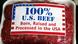 A package of US ground beef with a sticker on it A package of US ground beef with a sticker on it