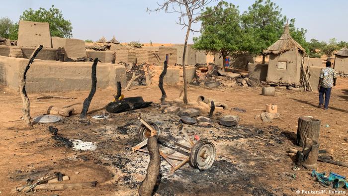 The damage at the site of an attack on the Dogon village of Sobane Da, Mali 