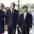 دیدار امانوئل مکرون با ناروهیتو، امپراتور ژاپن. برژیت مکرون و مازاکو، ملکه ژاپن نیز حضور دارند. توکیو، ۲۷ ژوئن ۲۰۱۹