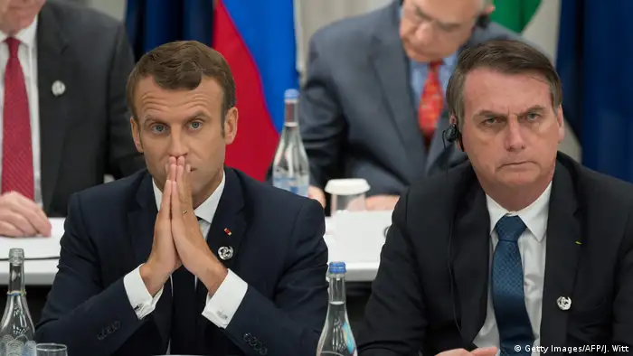 G20-Gipfel in Osaka Emmanuel Macron und Jair Bolsonaro