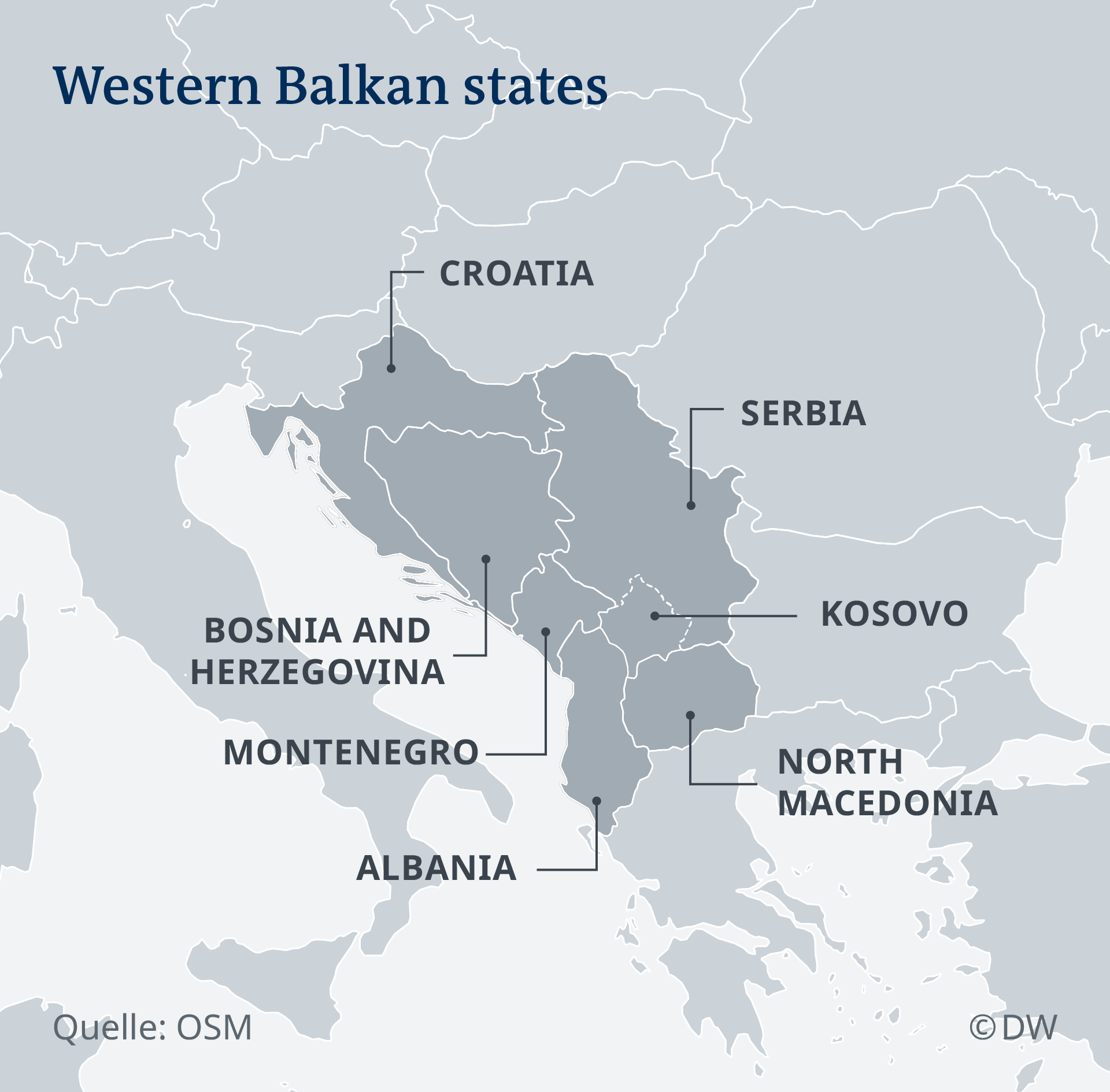 west Balkan countries map