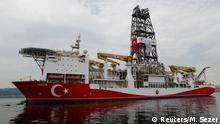 Turkish drilling vessel Yavuz sets sail in Izmit Bay, on its way to the Mediterranean Sea, off the port of Dilovasi, Turkey, June 20, 2019. REUTERS/Murad Sezer