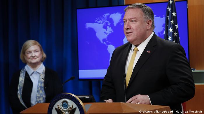 US Secretary of State Mike Pompeo and Mary Ann Glendon at the State Department in Washington