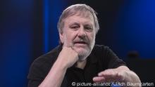 GERMANY, FRANKFURT - OCTOBER 12: Frankfurt Book Fair 2018. Slavoj Zizek, Slowenian philosopher, cultural critic and writer. | Keine Weitergabe an Wiederverkäufer.