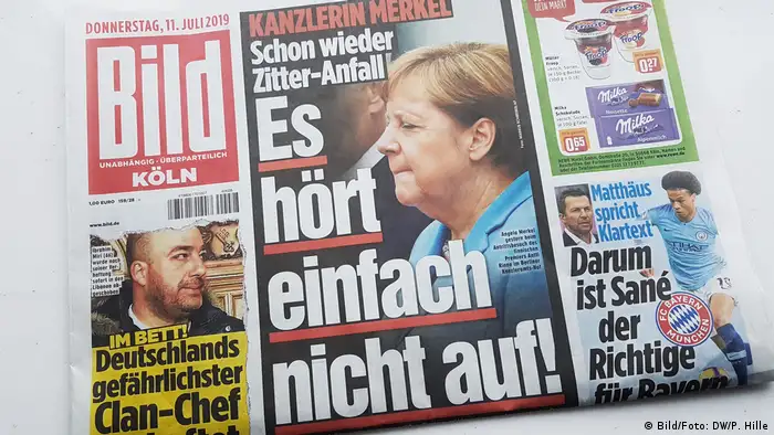 Titelseite BILD-Zeitung | Angela Merkel, Gesundheit (Bild/Foto: DW/P. Hille)