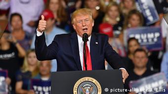 US President Trump at a campaign rally in North Carolina
