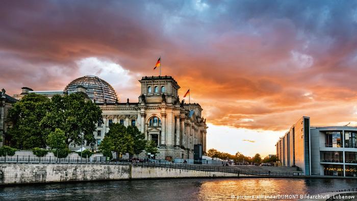Berlin Reichstag and Spree and government buildings