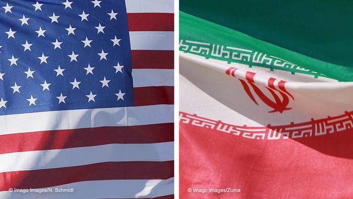 Kombibild | Flagge USA und Iran