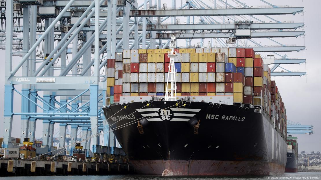 A cargo ship is docked at the Port of Los Angeles A cargo ship is docked at the Port of Los Angeles