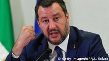 Italy's Interior Minister and deputy PM Matteo Salvini gives a press conference as part of a meeting with the workers' unions at the Viminale palace in Rome, on July 15, 2019. (Photo by Andreas SOLARO / AFP) (Photo credit should read ANDREAS SOLARO/AFP/Getty Images)