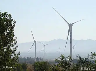 In China boomt die Windkraft. Der Ausbau der Kapazitäten übertrifft schon jetzt die kühnsten Erwartungen, Tendenz steigend. Das Bild wurde von Xiao Xu am 02.10.2009 in Hebei aufgenommen.