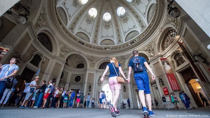 Tourists visit the inner city of Vienna, Austria