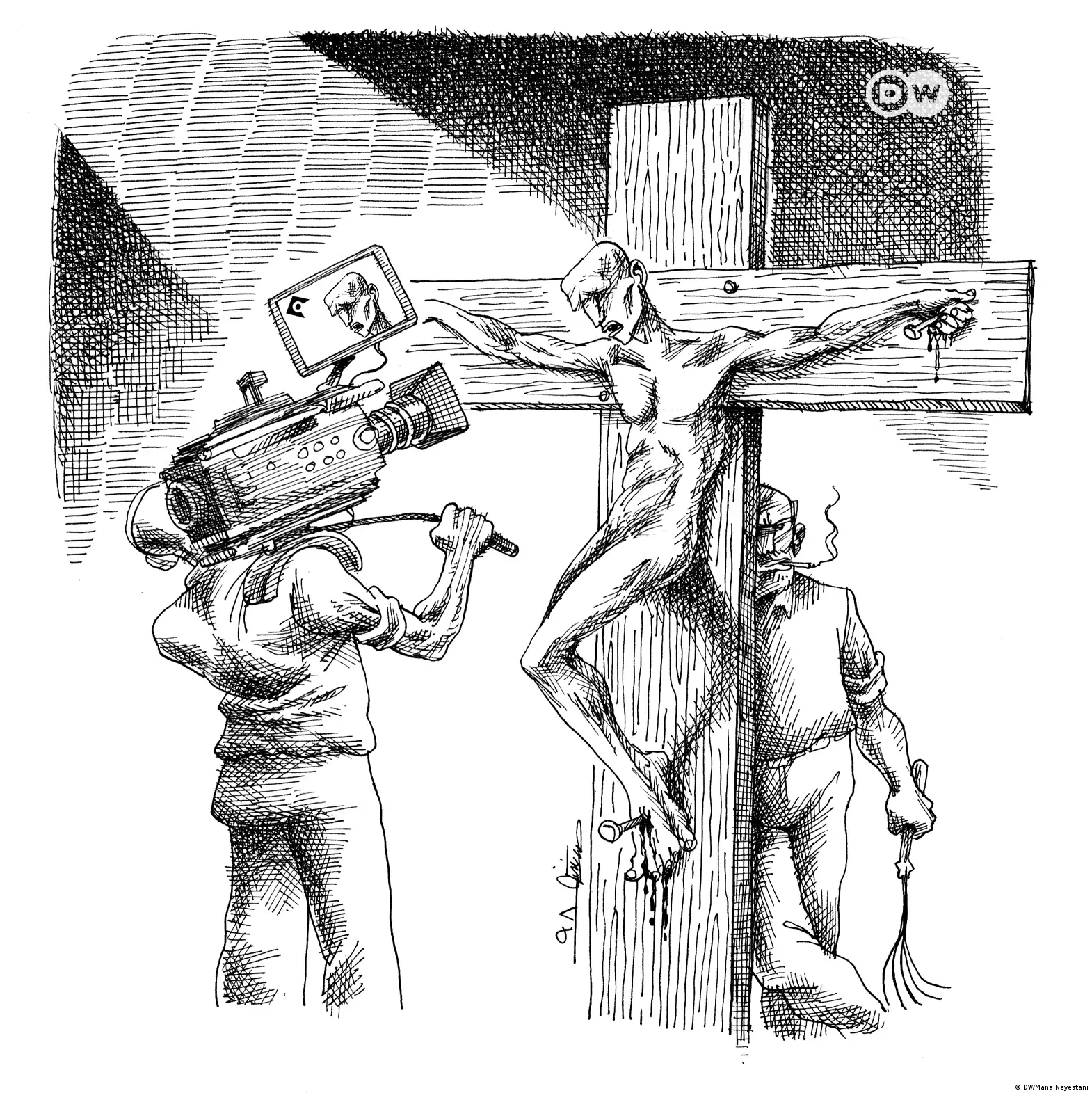 DW Iran | Karikatur der Woche - Thema Folter & Geständnis unter Druck