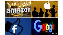 FILE PHOTO: The logos of Amazon, Apple, Facebook and Google are seen in a combination photo from Reuters files. REUTERS/File Photo
