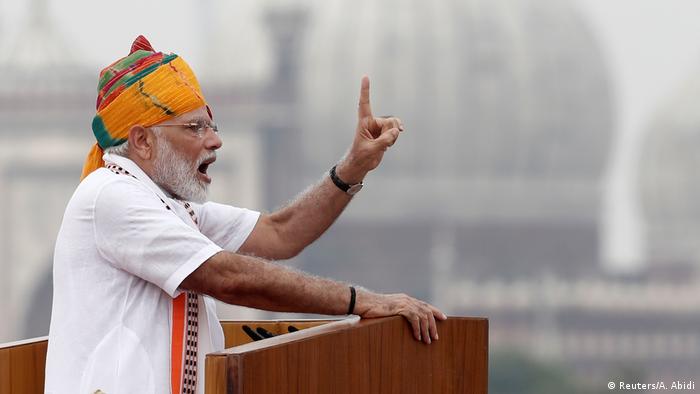 India's Narendra Modi at a lectern