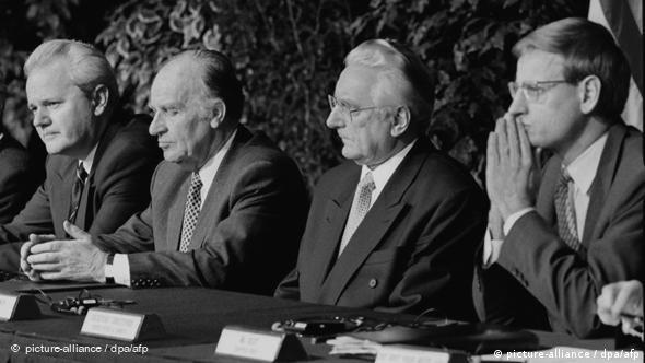 Milošević, Izetbegović i Tuđman u Daytonu