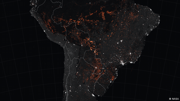 NASA-Satellitenbild von den Waldbränden in Südamerika