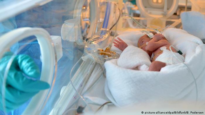 An archive image of a premature baby in an incubator