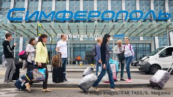 Arrived air passengers at the airport of Simferopol