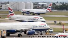 British Airways pilots strike. File photo dated 21/07/17 of British Airways aircraft at London's Heathrow airport. The Government is being urged to intervene in the dispute between pilots and British Airways ahead of strikes which will ground flights. Issue date: Friday September 6, 2019. Members of the British Airline Pilots Association (Balpa) are set to walk out next Monday and Tuesday in a row over pay. See PA story INDUSTRY BA. Photo credit should read: Steve Parsons/PA Wire URN:45077149 |
