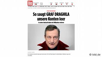 Στο πρόσωπο του Ντράγκι η BILD έβλεπε τον Δράκουλα που απομυζά τους τραπεζικούς λογαριασμούς των αποταμιευτών Στο πρόσωπο του Ντράγκι η BILD έβλεπε τον Δράκουλα που απομυζά τους τραπεζικούς λογαριασμούς των αποταμιευτών