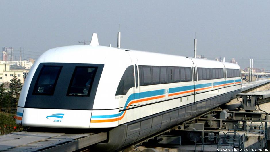 Nemački transrapid magnetni voz - radi u Kini. već više od 20 godina.  Pre 5 godina Kina je predstavila svoj voz zasnovan na nemačkoj tehnologiji,  koji dostiže duplu  brzinu - od 600kmh