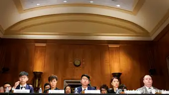 Hongkong-Aktivisten Joshua Wong und Denise Ho vor dem US-amerikanischen Kongress