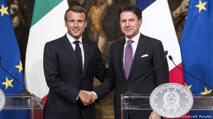 Italien: Giuseppe Conte und Emmanuel Macron in Rom (picture-alliance/R. Monaldo)