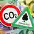 дорожні знаки з позначенням вуглекислого газу та захисту клімату на фоні купюр євро