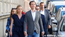 Top candidate of Peoples Party (OeVP) and former Chancellor Sebastian Kurz arrives with his girlfriend Susanne Thier to cast his ballot at a polling station in Vienna, Austria September 29, 2019. REUTERS/Leonhard Foeger