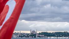 Bosphorus scene with Hagia Sophia in Istanbul, Turkey, August 2019
