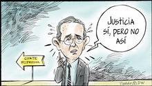 Karikatur von Vladdo Prozess Alvaro Uribe