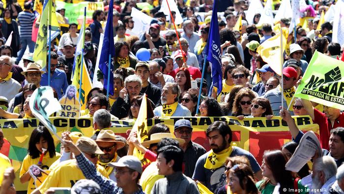Chile Demonstration gegen das privat Rentenversicherungsystem