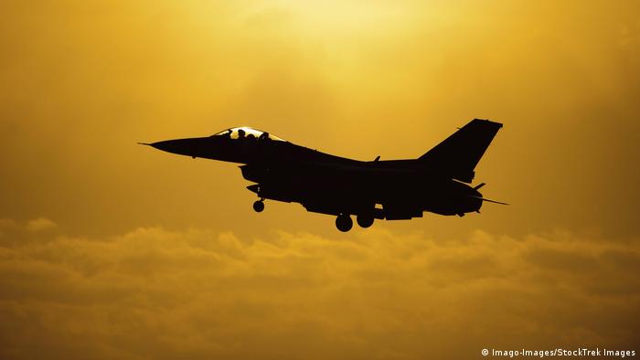 An F16 fighter jet flies over South Korea